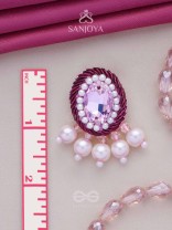 PANKEROOH- THE LOVELY LOTUS - PEARL AND STONE EMBROIDERED EARRINGS (BLUSH PINK & MAGENTA)