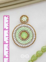 Adamya - The Indomitable Spirit - Stone, Sequins, And Beads Hand Embroidered Earrings (Lime Green)