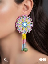 Vyoman- The Skies- Mirror , Resham , Beads and Sequins Embroidered Earrings (Multicoloured)