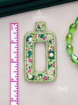 Aardratva - The Verdant - Sequins, Pearls And Beads Hand Embroidered Earrings (Lime Green)