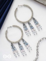 Ashmana- The Raining Cloud- Pearls and Beads Embroidered Earrings