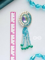 Mandalaka- The Majestic Mirror- Stone, Pearls and Beads Embroidered Earrings (Arctic Blue)