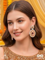 Vitanka - The Beautiful Ovals - Sequins, Stones And Beads Hand Embroidered Earrings (Carrot Orange)