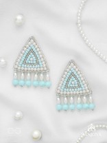 Suchyagra- The Eternal Pyramid-  Pearls, Beads and Glass Beads Embroidered Earrings (Sky Blue)