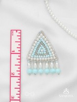 Suchyagra- The Eternal Pyramid-  Pearls, Beads and Glass Beads Embroidered Earrings (Sky Blue)