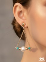 The Garden Swing- Golden Pearl and Bead Earrings