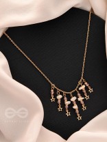 Star-Studded Sky- Golden Stone Necklace With Anti-Tarnish Coating 
