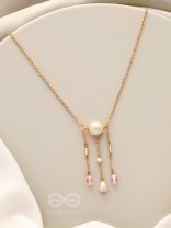 Over The Moon- Golden Pearl And Beads Necklace With Anti-Tarnish Coating 
