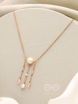 Over The Moon- Golden Pearl And Beads Necklace With Anti-Tarnish Coating 
