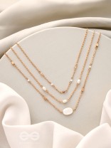 Lost In Space- Golden Stone Layered Necklace With Anti-Tarnish Coating 