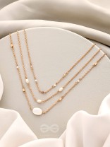 Lost In Space- Golden Stone Layered Necklace With Anti-Tarnish Coating 