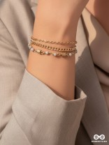 Three's the Charm-  Golden Beads Layered Bracelet