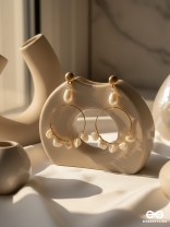 The Snow Globe- Golden Stone Earrings