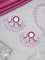 Tevana- The Pleasure Garden- Mirror, Resham and Glass Beads Embroidered Earrings