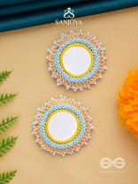 Nimrukti- The Setting Sun- Resham, Mirror and Beads Embroidered Earrings