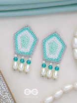 Avisha- The Blue Ocean- Sequins and Pearl Drops Embroidered Earrings