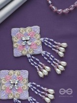 Chatushka- The Graceful Square- Sequins, Stones and Glass Beads Embroidered Earrings 