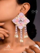 Chatushka- The Graceful Square- Sequins, Stones and Glass Beads Embroidered Earrings 