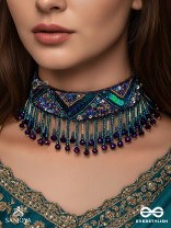 Sarvari - The Starry Night - Beads, Sequins And Cutdana Hand  Embroidered Choker Neckpiece