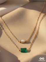 The Jade Shadow- Golden Layered Necklace With Anti-Tarnish Coating 