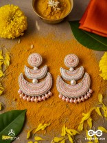 Sitasva - Dazzling Moons - Beads, Pearls And Sequins Hand Embroidered Earrings (Coral Pink)
