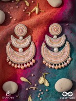 Sitasva - Dazzling Moons - Beads, Pearls And Sequins Hand Embroidered Earrings (Coral Pink)
