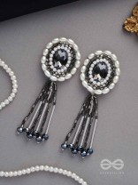 Mukuraya- The Tinged Mirror- Pearls, Stones and Glass Beads Embroidered Earrings