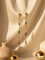Day In, Day Out-Golden Resin Earrings (Ivory White and Lead Black)