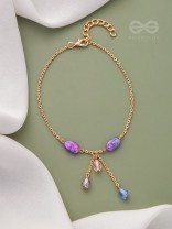 The Purple Moon- Golden Stones and Beads Bracelet