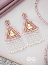 Akshkarna - The Exquisite Triangle - Beads And Stones Hand Embroidered Earrings