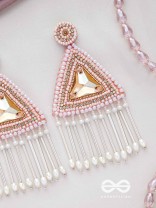 Akshkarna - The Exquisite Triangle - Beads And Stones Hand Embroidered Earrings