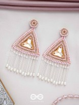 Akshkarna - The Exquisite Triangle - Beads And Stones Hand Embroidered Earrings