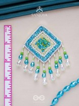 Vimita - The Splendid Square - Beads, Cutdana And Sequins Hand Embroidered Earrings