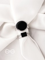 The Ebony Wonders- Set of Two Silver Rings