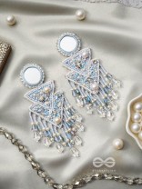 Rasayana- The Elixir Rain- Mirror and Pearls Embroidered Earrings