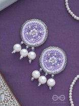 Dhumala - The Purple Smoke - Beads ,Pearls And Sequins Hand Embroidered Earrings