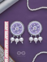 Dhumala - The Purple Smoke - Beads ,Pearls And Sequins Hand Embroidered Earrings