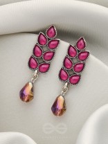 The Grapevine- Embellished Oxidized Earrings (Magenta and Violet) 