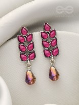 The Grapevine- Embellished Oxidized Earrings (Magenta and Violet) 