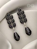 The Grapevine- Embellished Oxidized Earrings (Black)