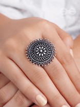 The Moonlit Fantasy- Oxidised Statement Ring