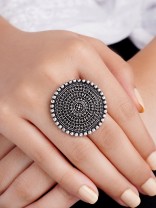 The Raven Halo- Oxidised Statement Ring