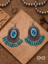 THE SKY GAZER - EMBELLISHED OXIDISED EARRINGS (BLUE)