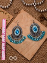 THE SKY GAZER - EMBELLISHED OXIDISED EARRINGS (BLUE)