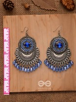 THE SAPPHIRE STARDUST - EMBELLISHED OXIDISED EARRINGS (BLUE)