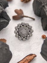 Bed of Roses- Oxidised Statement Ring