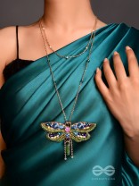 Chitrang- The Colorful Butterfly - Stones And Sequins Embroidered Necklace With Anti-Tarnish Coating 