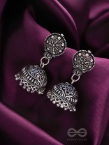 The Silver Sun- Oxidised Jhumka Earrings