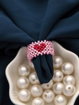 The Crimson Heart- Stretchable Lavender Beaded Ring
