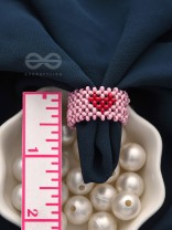 The Crimson Heart- Stretchable Lavender Beaded Ring